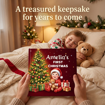 First Christmas Personalized Baby Book, Custom Name Christmas Storybook
