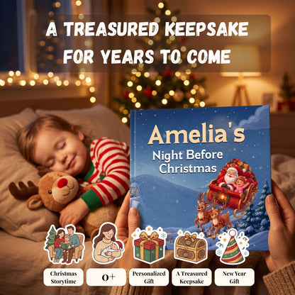 Personalized Christmas Eve Book for Kids, Custom Storybook with Name