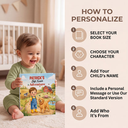 Personalized Farm Adventure Book, Child is the Hero, Farm Animal Birthday Gift