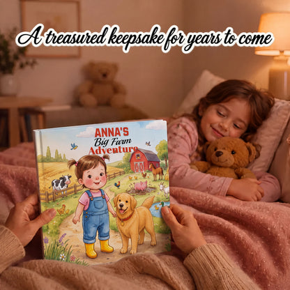 Personalized Farm Adventure Book, Custom Name Story, Toddler Birthday Gift (Hardcover)