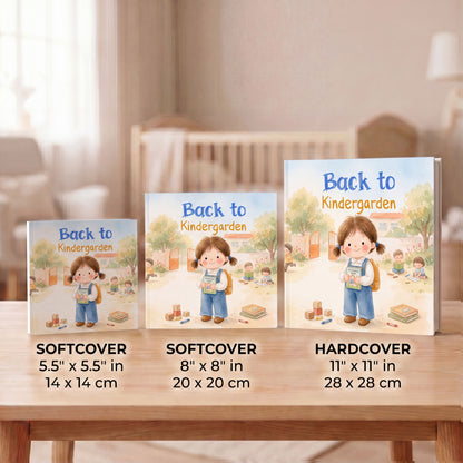 Personalized Back to Kindergarten Book, Custom Name Back to School Story