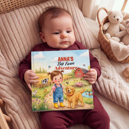 Personalized Farm Adventure Book, Custom Name Story, Toddler Birthday Gift (Hardcover)