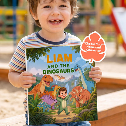 Dinosaur Birthday Book Personalized, Personalized Dino Character