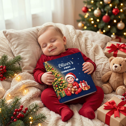First Christmas Personalized Baby Book, Custom Name Christmas Storybook