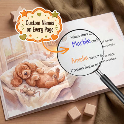 Custom Kids Story with Dog, Personalized Baby Book with Name