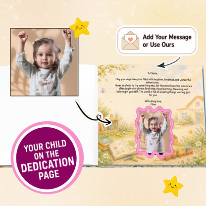 Personalized Back to Kindergarten Book, Custom Name Back to School Story