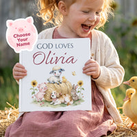 Custom Christian Baby Book with Name, God Loves You Bible Storybook