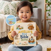 Christian First Bible Book with Name, Personalized Baby Storybook, Baptism Gift for Boy or Girl