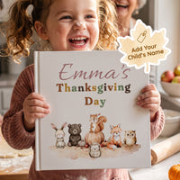 Baby Thanksgiving Personalized Book, Custom Name Woodland Storybook