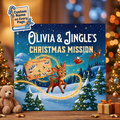 Baby First Christmas Personalized Book, Custom Name Christmas Adventure
