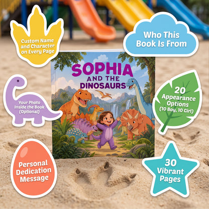 Dinosaur Birthday Book Personalized, Personalized Dino Character