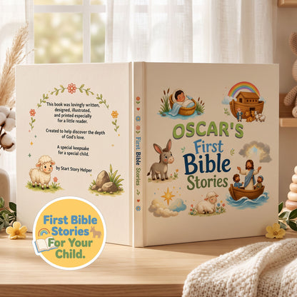Personalized First Bible Stories Book with Name, Christian Baby Book