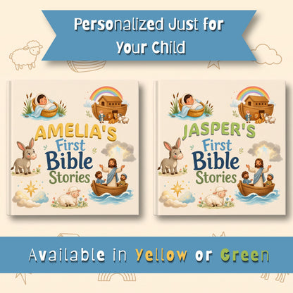 Personalized First Bible Stories Book with Name, Christian Baby Book