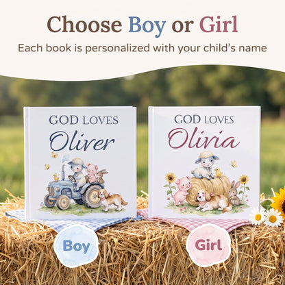 Custom Christian Baby Book with Name, God Loves You Bible Storybook