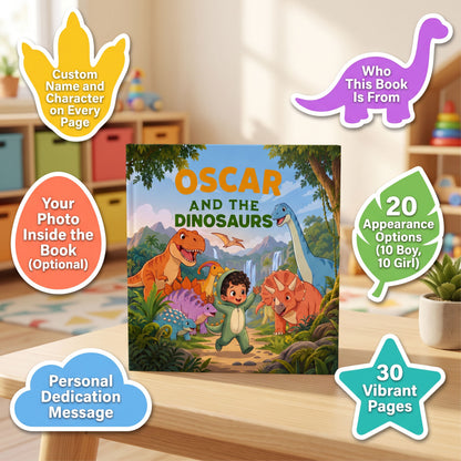 Dinosaur Birthday Book Personalized, Personalized Dino Character