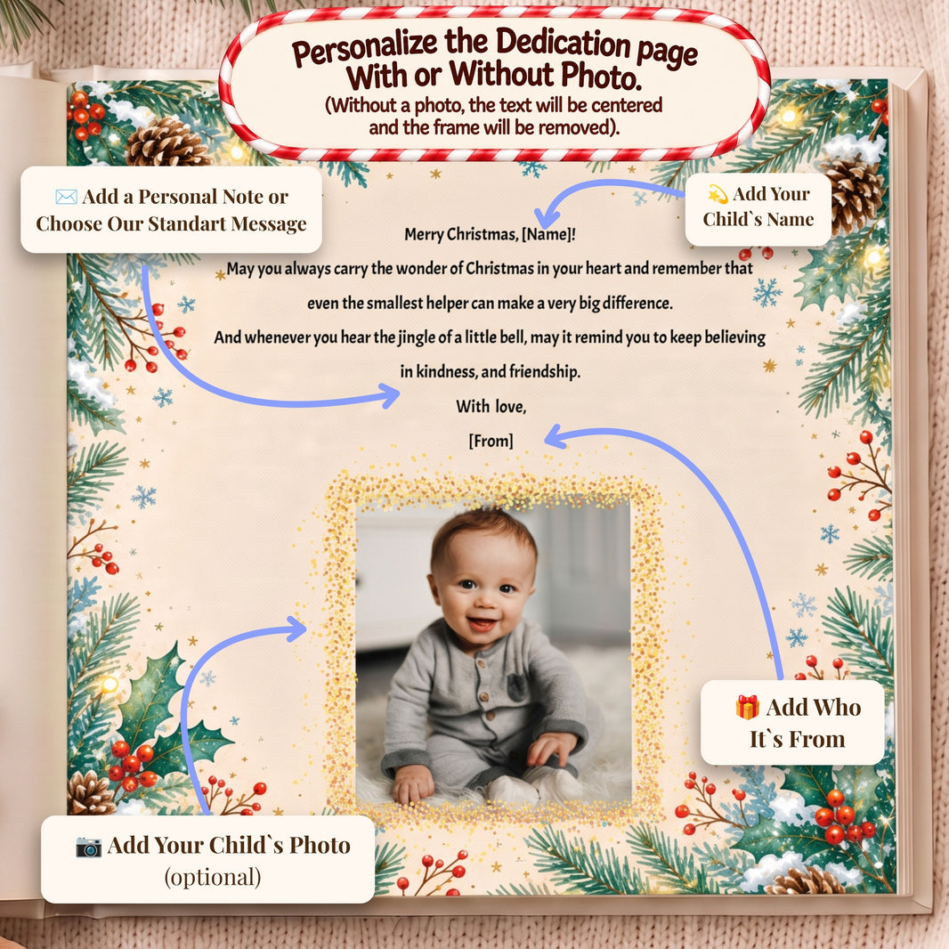 Baby First Christmas Personalized Book, Custom Name Christmas Adventure