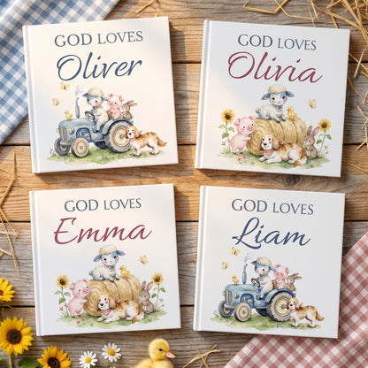 Custom Christian Baby Book with Name, God Loves You Bible Storybook