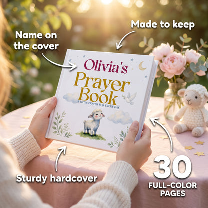 Personalized Christian Prayer Book with Name, Baby Dedication Keepsake