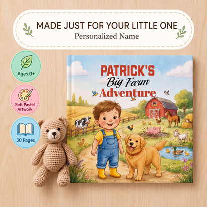 Personalized Farm Adventure Book, Child is the Hero, Farm Animal Birthday Gift