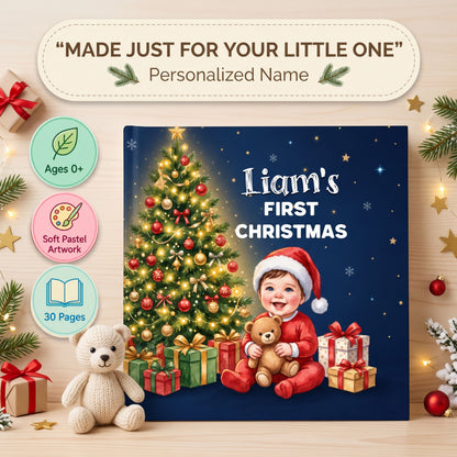 First Christmas Personalized Baby Book, Custom Name Christmas Storybook