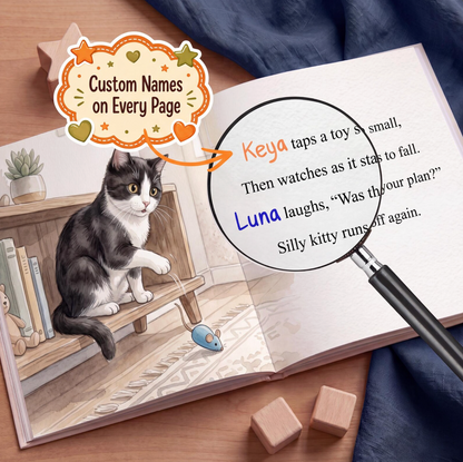 Custom Kids Story with Cat, Personalized Cat Book, Gifts for Kids