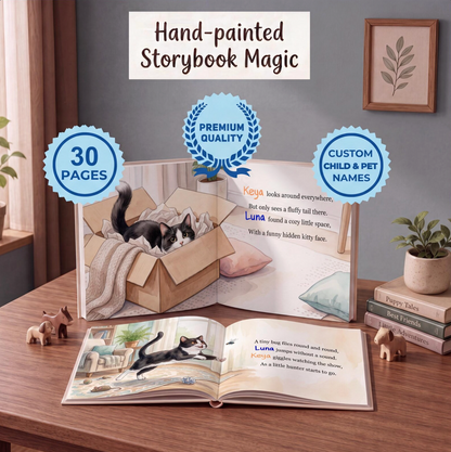 Custom Kids Story with Cat, Personalized Cat Book, Gifts for Kids