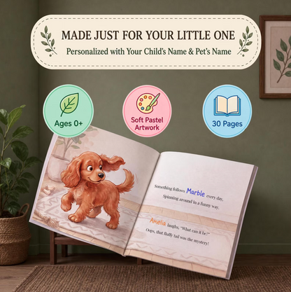 Custom Kids Story with Dog, Personalized Baby Book with Name
