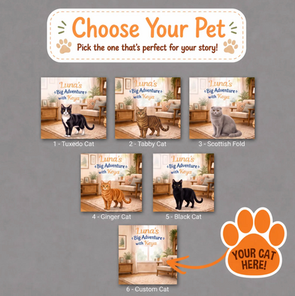 Custom Kids Story with Cat, Personalized Cat Book, Gifts for Kids
