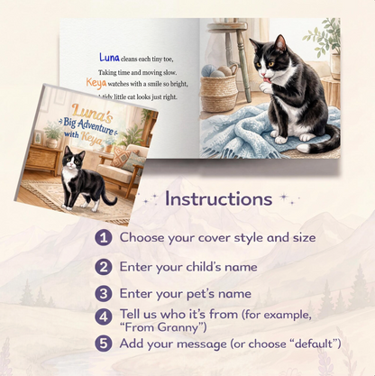 Custom Kids Story with Cat, Personalized Cat Book, Gifts for Kids