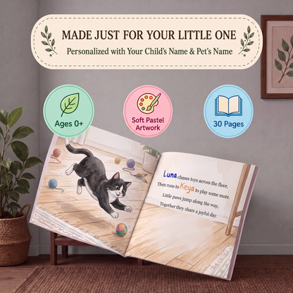 Custom Kids Story with Cat, Personalized Cat Book, Gifts for Kids