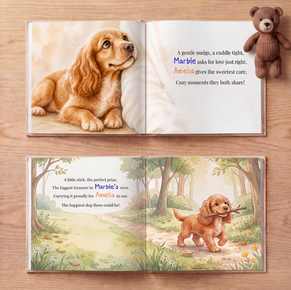 Custom Kids Story with Dog, Personalized Baby Book with Name