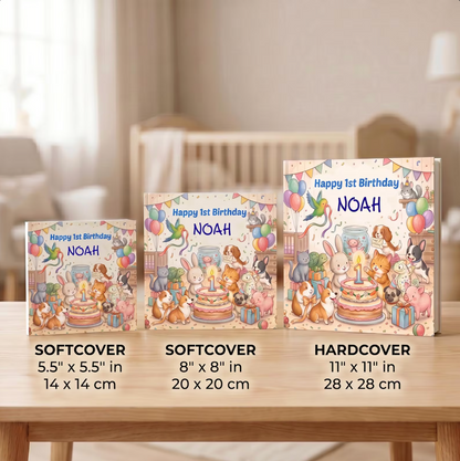 Personalized First Birthday Book, Custom Baby Animal Story