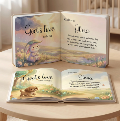 Personalized Christian Baby Book, Christening Keepsake, God Loves You Story with Name, Baptism Gift