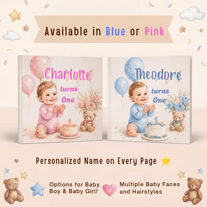 1st Birthday Gift Personalised Book, Custom Name One Year Old, Personalized Baby Birthday Keepsake
