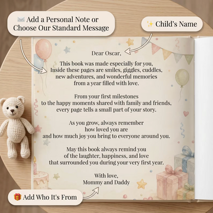 Personalized 1st Birthday Book, First Birthday Gift for Baby