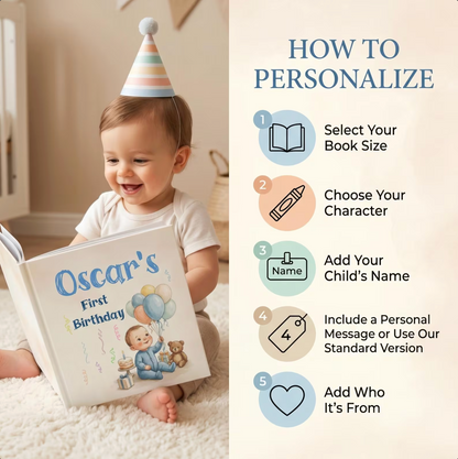 Personalized 1st Birthday Book, First Birthday Gift for Baby
