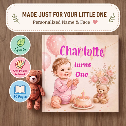 1st Birthday Gift Personalised Book, Custom Name One Year Old, Personalized Baby Birthday Keepsake