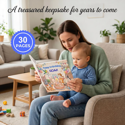 Personalized First Birthday Book, Custom Baby Animal Story