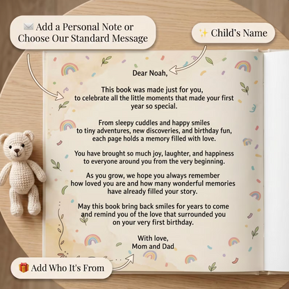 Personalized First Birthday Book, Custom Baby Animal Story