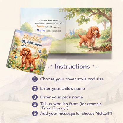 Custom Kids Story with Dog, Personalized Baby Book with Name