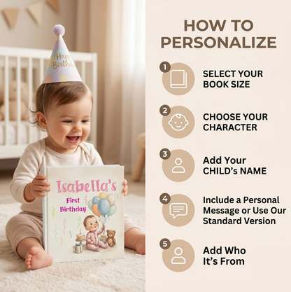 1st Birthday Gift Personalised Book, Custom Name Storybook, One Year Old Keepsake