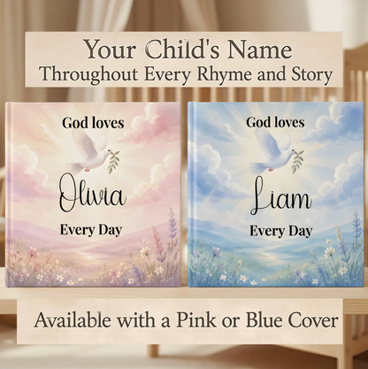 Personalized Christian Baby Book, Christening Keepsake, God Loves You Story with Name, Baptism Gift