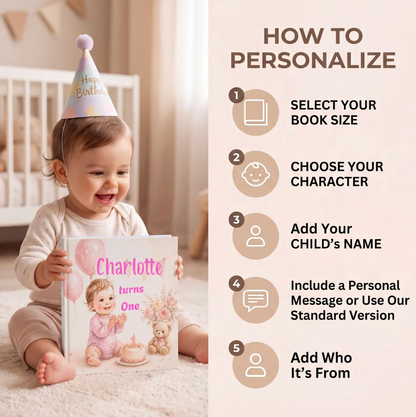 1st Birthday Gift Personalised Book, Custom Name One Year Old, Personalized Baby Birthday Keepsake