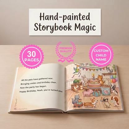 Personalized First Birthday Book, Custom Baby Animal Story