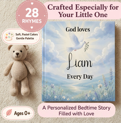 Personalized Christian Baby Book, Christening Keepsake, God Loves You Story with Name, Baptism Gift