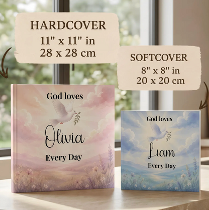Personalized Christian Baby Book, Christening Keepsake, God Loves You Story with Name, Baptism Gift