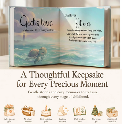 Personalized Christian Baby Book, Christening Keepsake, God Loves You Story with Name, Baptism Gift