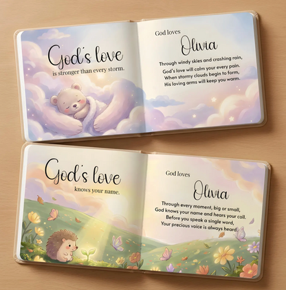 Personalized Christian Baby Book, Christening Keepsake, God Loves You Story with Name, Baptism Gift