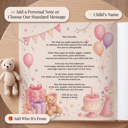 1st Birthday Gift Personalised Book, Custom Name One Year Old, Personalized Baby Birthday Keepsake