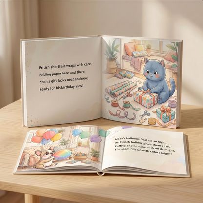 Personalized First Birthday Book, Custom Baby Animal Story